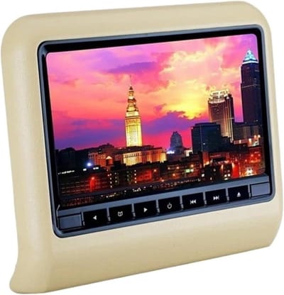 Auto DVD Speler - Hoofdsteun Monitor - Reizen met kinderen - Superslank ontwerp - 9 inch scherm - Beige
