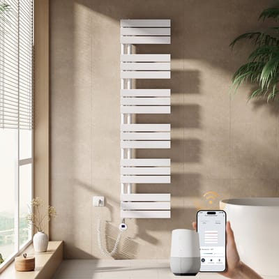 EMKE Elektrische Handdoekradiator - Slimme Bediening - APP Week Timer - 160x40cm - 800W - Glans Wit
