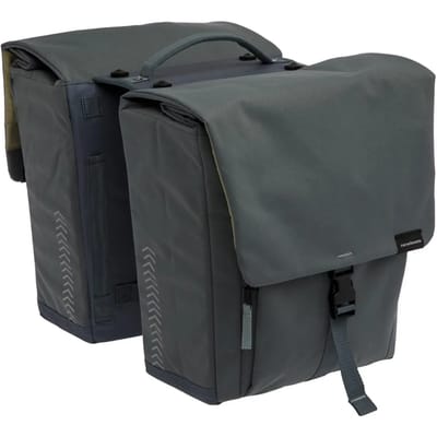 New Looxs ® Tulum Double MIK - Dubbele Fietstas - 100% Gerecycled Polyester - Geschikt voor Elektrische Fietsen - Voor MIK-Bagagedrager - Afneembare Fietstas - 32 Liter - Grey-Green