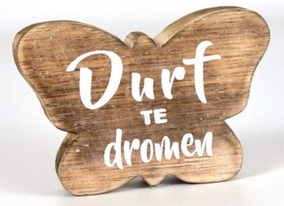 vlinder 10x8cm durf te dromen natural