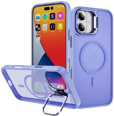 Hoesje Geschikt voor Apple iPhone 17 - Compatibel met MagSafe & Qi2 - Back Cover met Standaard - Camera Kickstand - Licht Paars