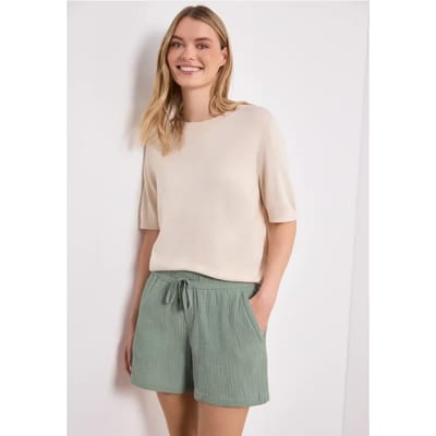Mid Waist shorts van neteldoek