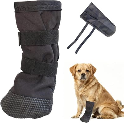 Hondenschoenhoes maat M in zwart met antislip rubberen zool voor kleine en middelgrote honden, ideaal voor bescherming en comfort, afmetingen 7,3 cm x 8,3 cm