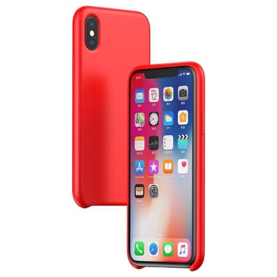 Baseus Original LSR Series Liquid Silicone Gel Case geschikt voor iPhone X XS Hoes - Rood