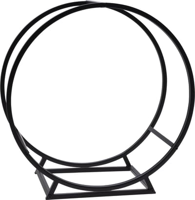 Pro Garden brandhoutrek - metaal - zwart - 50 x 25 x 51 cm - Openhaard accessoires