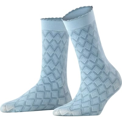 FALKE Ice Dune gedessineerd materiaal halfdoorzichtig 60 DEN sokken dames blauw - maat 35-38
