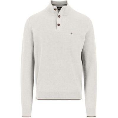 Fynch-Hatton Trui Troyer Button Allover Texture Winter White / male