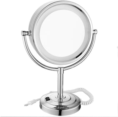 Make-up Spiegel - Verlichte Spiegel - Grooming en Verzorging - 360 Graden Rotatie - 20.5 cm Diameter - Zilver