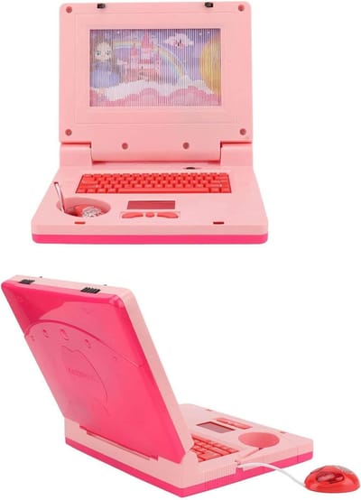 Kinder Laptop - Educatief Speelgoed - Leren Spelen - Muziek en Geluid - 20 x 5 x 0.1 cm - Roze