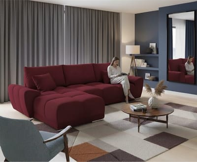 Luxe Uitschuifbare Slaapbank – Bruin – 289x189 cm – Fluweel – Industrohome