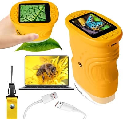 Microscoop - Kinder microscoop - Digitale kindermicroscoop - Draagbare zakmicroscoop - Vergroting 1000x - 2-inch 1080P HD-scherm - Leerzaam speelgoed voor het gezin - School - Cadeau voor kinderen van 4-12 jaar - Kerstcadeau -Oranje