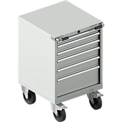 Mobiele gereedschapskast WSK 27-27, 6 laden, tot 75 kg, H 870 mm, individuele vergrendeling, staal, lichtgrijs/lichtgrijs