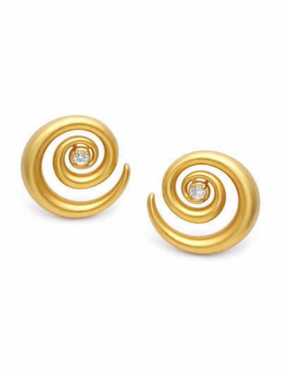 AVANT-GARDE PARIS Oorknopjes - Spiraal Design - Goudkleurig - Met Zirkonia Steen - 2,4 cm - Dames Oorbellen