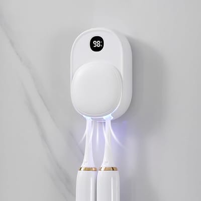 LISM-Badkamer tandenborstelsterilisator, hangend model, reisetui, houder Geschikt voor elektrische tandenborstel met ventilatordroogfunctie, USB oplaadbare tandenborstelreiniger.