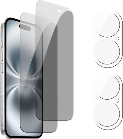Podec 2x Privacy Screenprotector voor iPhone 16 Pro / 17 Pro - Gehard Beschermglas - Transparant en Krasbestendig - Tempered Glass Screen Cover