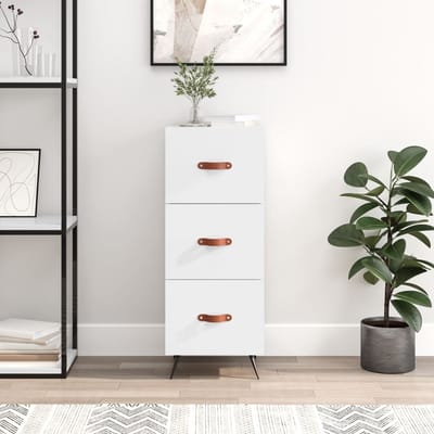 vidaXL - Dressoir - 34,5x34x90 - cm - bewerkt - hout - hoogglans - wit