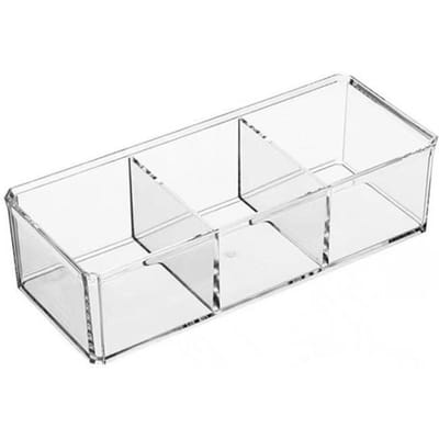 Organiseur de maquillage en acrylique à 3 compartiments, boîte de rangement transparente multifonctionnelle pour cotons-tiges white