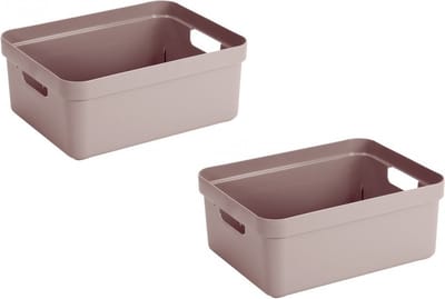 Sunware Opbergbox Sigma - 3x - kunststof - roze - 24 liter - Opbergbakken/opbergers - 45 x 35 x 18 cm