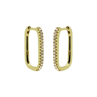 Karma - Oorringen - oorbellen - square hoops strass - earrings - 925 sterling zilver - 14k gouden plating - 20 MM