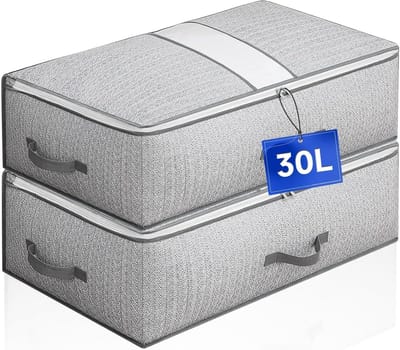 Opbergzakken voor onderbed, 2 stuks opbergdozen voor onder het bed met deksel, opvouwbare kledingopbergzakken, grote capaciteit kledingopbergorganizer met versterkt handvat voor kleding, dekbedden