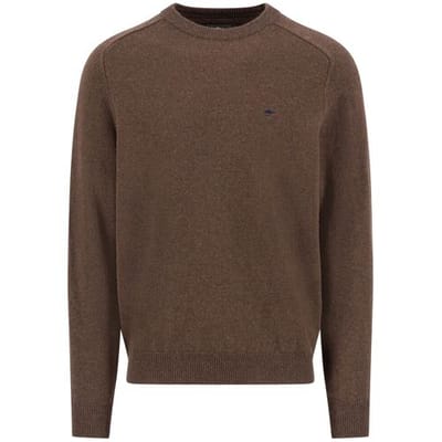 Fynch-Hatton Trui Supersoft Lambswool O-Neck Dark Chocolate / male