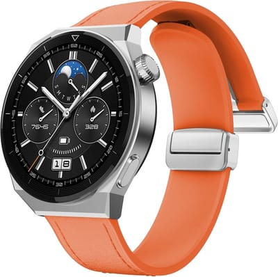 Hybride siliconen-leren bandje - geschikt voor Garmin Venu 2 / Venu 3 / Vivoactive 4 / Forerunner 255 / 265 - oranje