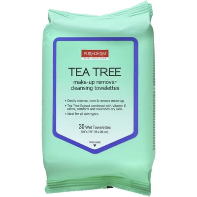Make-up Remover Reinigingsdoekjes, Tea Tree, Natte Doekjes 30 Stuks white