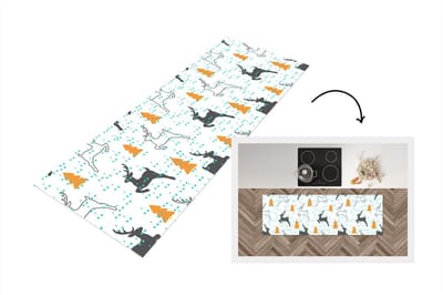 Keukenloper - Loper keuken - Hert - Patroon - Boom - 150x50 cm - Keukenloper vinyl