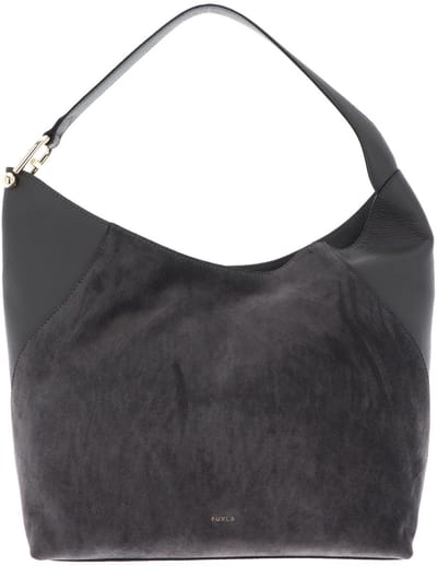 FURLA Leren schoudertas Lara Hobo Bag Toni Urban Gray donkergrijs