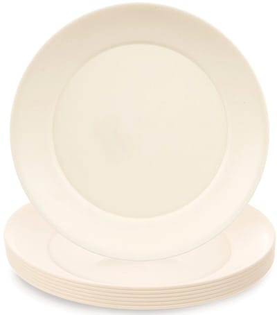 Dessertborden Plastic Crème 20,5 cm 6 stuks - Set - Taart Bordjes - Bord - Ontbijtbord - Borden