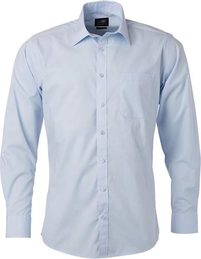 James and Nicholson Heren Longsleeve Poplin Shirt (Lichtblauw)