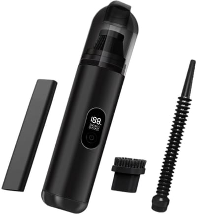 carmdering - Handstofzuiger - Draadloze Stofzuiger - Autostofzuiger - 60W, 9-10 KPA, 2 modi (25000/36000 rpm) - 26×6,5×6,5 cm - Incl. spleetmondstuk, borstel, blaasmondstuk - Licht, draagbaar, perfect voor thuis en onderweg