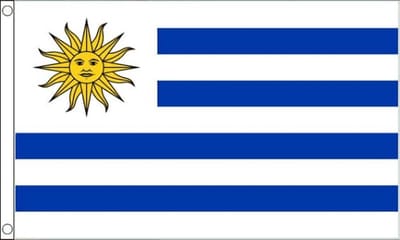 Scoby - Uruguayaanse Vlag - Uruguayan Flag - Uruguay - 90x150cm - Original Colors - Strong Quality - Inclusief Bevestigingsringen