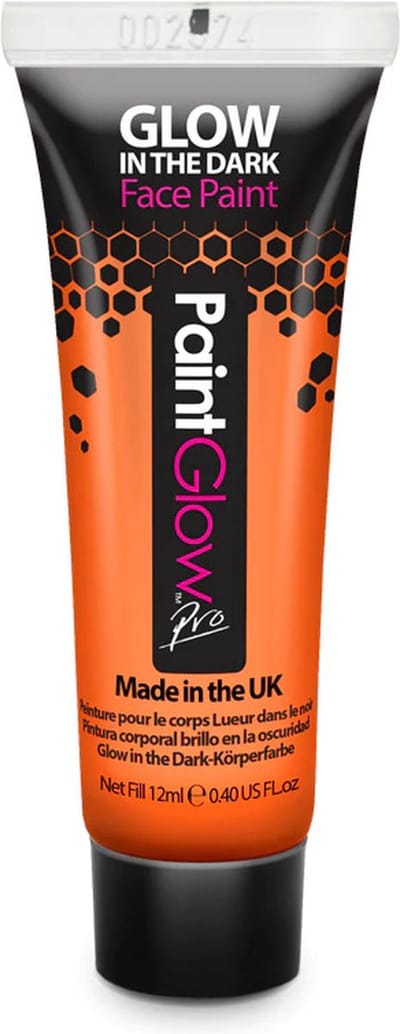 PaintGlow - Glow in the Dark Face paint - Verf - Grime - Make-up - Festival - Evenement - Themafeest - Festival accessoires - 12 ml - oranje