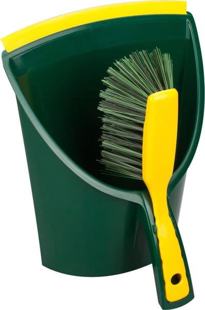 Buemag Stoffer en blik - voor buiten - 32 x 28 cm - groen/geel - kunststof - tuingereedschap