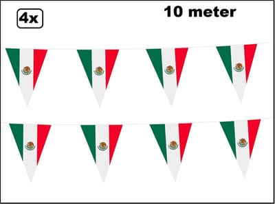 4x Vlaggenlijn Mexico 10meter - Landen festival thema feest vlaglijn verjaardag fun party