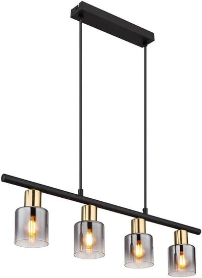 Globo - hanglamp - Hollsy - zwart - metaal - grote eettafellamp - E14 - 54310-4H