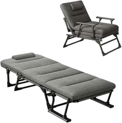 Opvouwbaar campingbed - Slaapbed - Buiten ontspannen - 6-positie verstelbaar - 180x60cm - Zwart