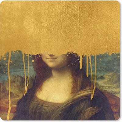 Muismat 20x20 cm - Mousepad Mona Lisa - Goud - Da Vinci - Muismatten