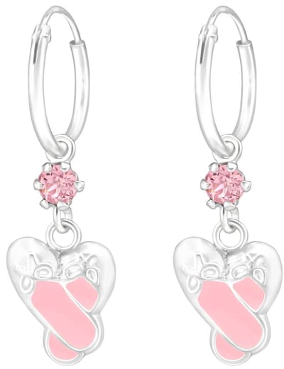 Joy|S - Zilveren ballerina ballet danseres bedel oorringen - La Crystale - roze - kinderoorbellen