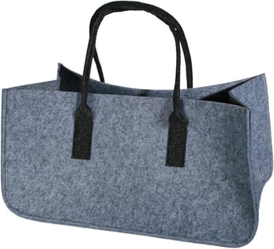 Vilten draagtas - Opbergtas mand - Haardhout vervoer - Zacht vilt materiaal - 50 x 25 x 22 cm - Grijs