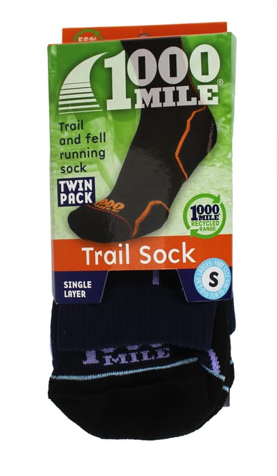 1000 Mile - 2-Pack Dames Trail Repreve Enkel Laag Sport Hardloopsokken - Marineblauw