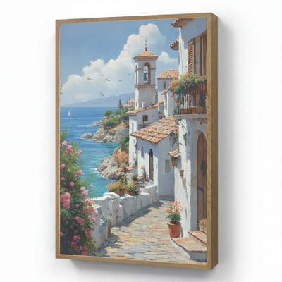 Wandlamp 60x90 cm - Oplaadbaar - Huizen - Zee - Bomen - Bloemen - Wandlampen binnen woonkamer - Slaapkamer lamp - Decoratieve nachtlamp - Vloerlamp draadloos
