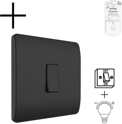 Draadloze Wandschakelaar | 1-voudig | Wifi | App bediening | Schroeven of tape | Aan Uit | Google Assistant | Zwart
