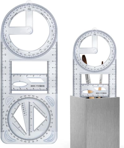 Geometrische Tekenliniaal - Multifunctioneel Sjabloon - Nauwkeurig Tekenen - Duurzaam ABS Materiaal - 24 Cm - Transparant