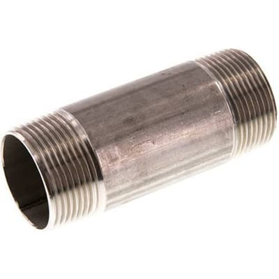 R 1 1/4'' RVS Dubbele Pijpnippel 20 Bar DIN 2982 - 100mm - FL2S-M-ST-114R-100L