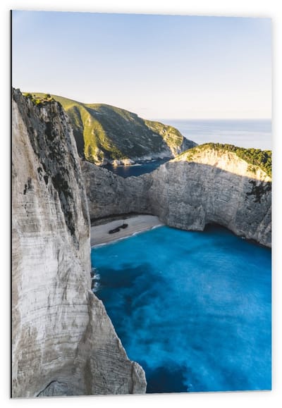 Dibond - Navagio Beach - Zakynthos - Griekenland - 60x90cm Foto op Aluminium (Wanddecoratie van metaal)