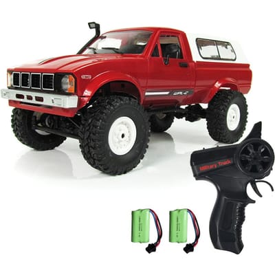 Camion télécommandé WPL Camion militaire télécommandé Voiture tout-terrain 4WD 2,4 GHz Escalade à grande échelle 2 battery rouge