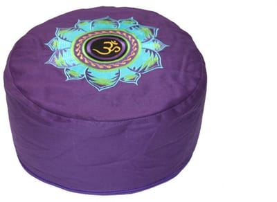YogaStyles Symbolic Meditatiekussen Ohm met blauw Lotus op paars