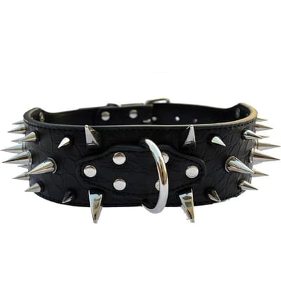 Verstelbare Brede Hondenhalsband Klinknagel PU Leer Middelgrote Grote Honden Halsbanden Duurzame Nekbescherming Verstelbare Huisdier Ketting 42-50cm